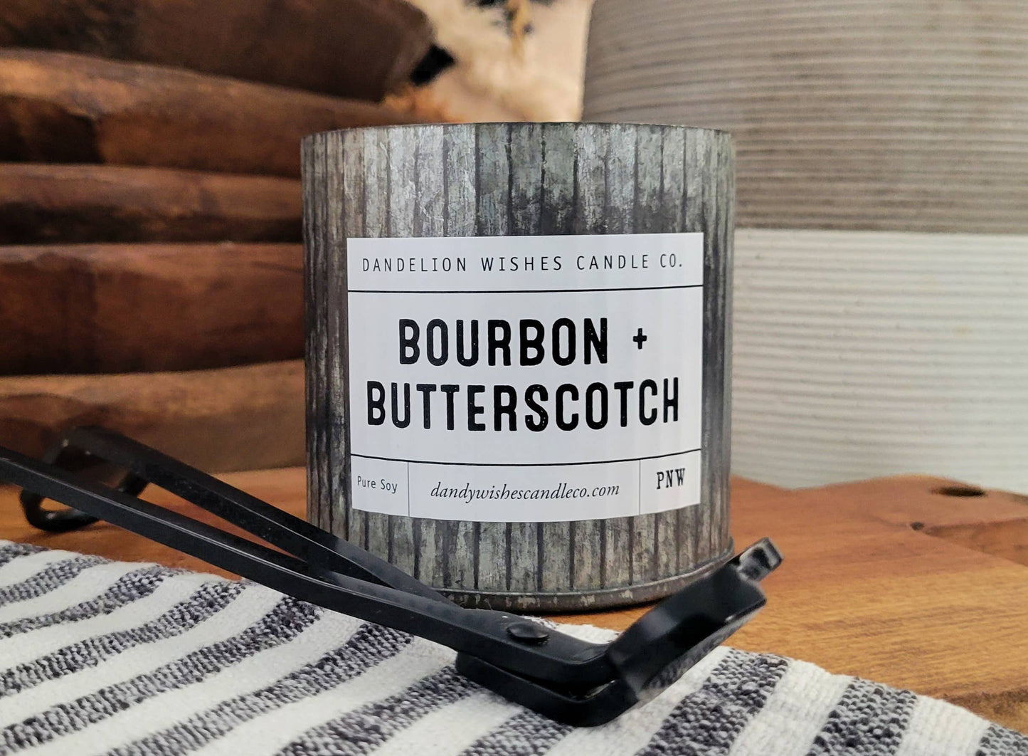 12 oz. Rustic Galvanized Tin Candle: Caramel Tobacco