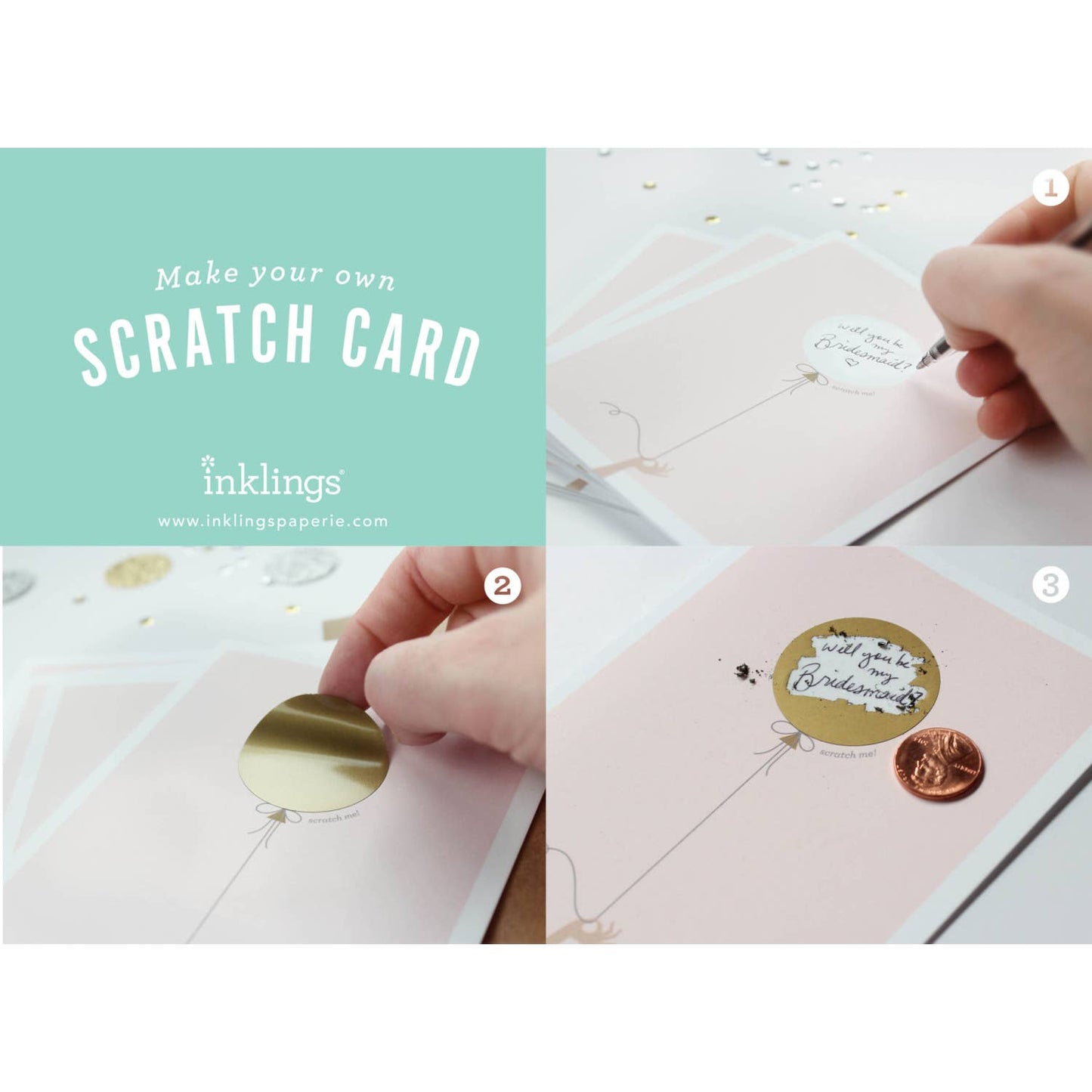 Scratch-off Pink & Gold Balloon - Birthday / Everyday Card