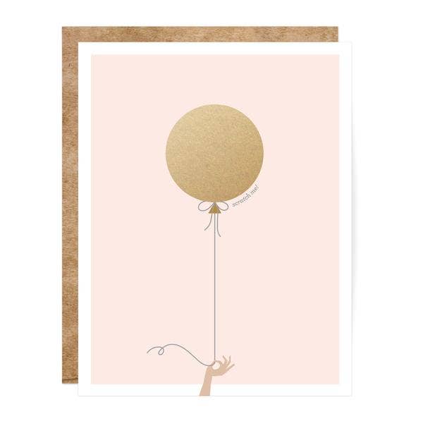 Scratch-off Pink & Gold Balloon - Birthday / Everyday Card