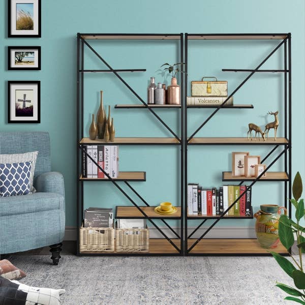 Metal Etagere Bookcase , Brown