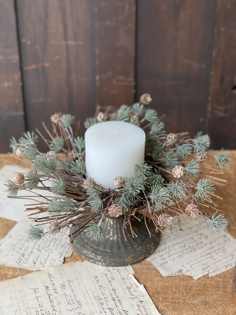 Gold Dust Pinecone Candle Ring | 12" | Small Wreath