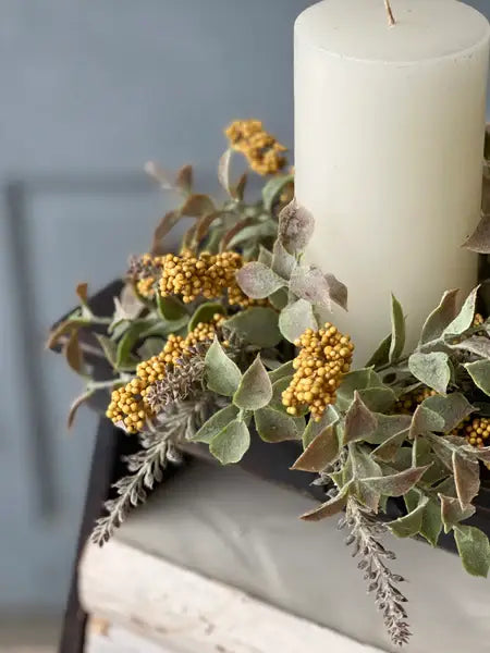 Autumn Herbs Candle Ring | Mustard | 10"