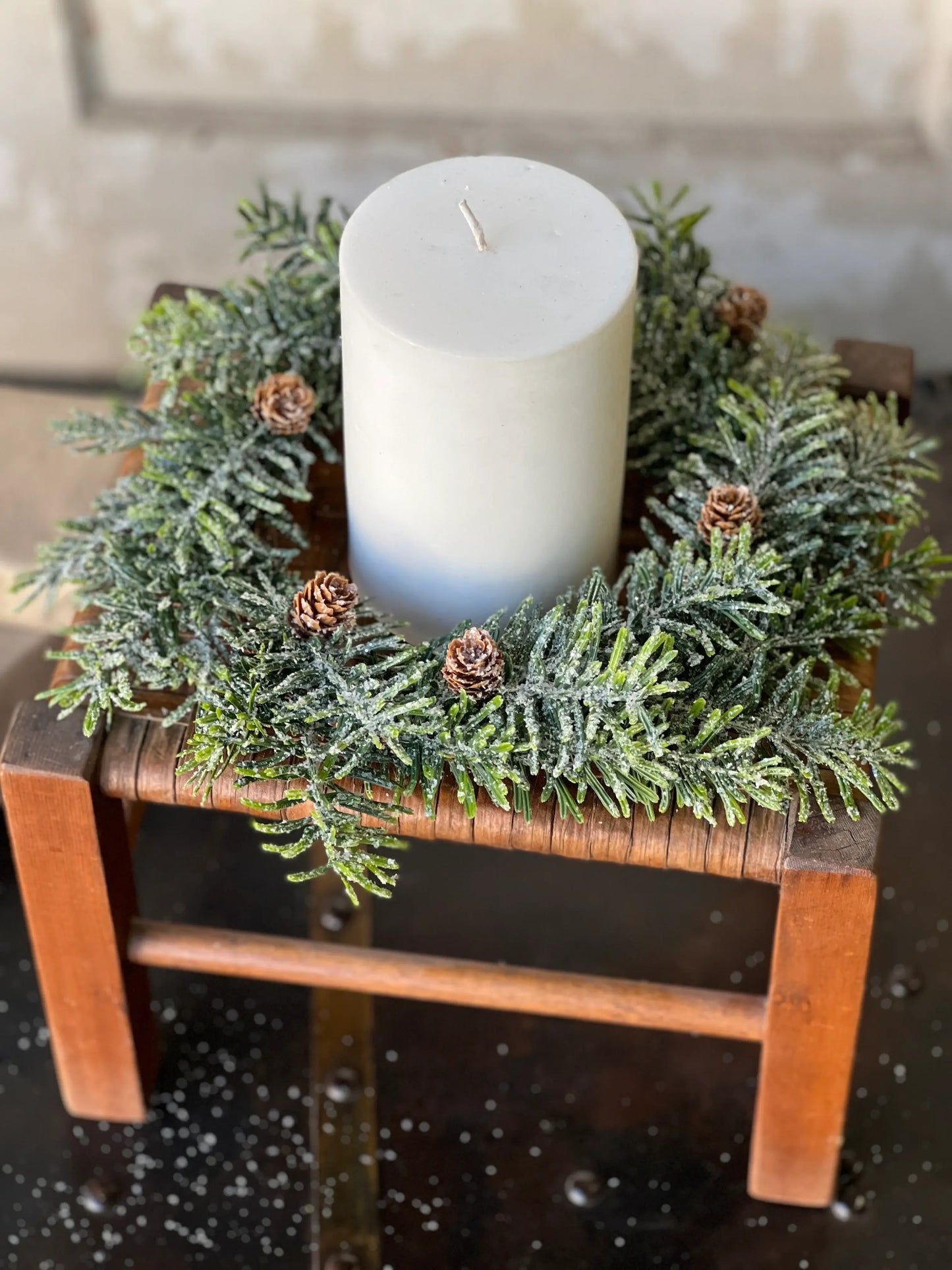 Snowshoe Hemlock Candle Ring | 13" Christmas Holiday Home