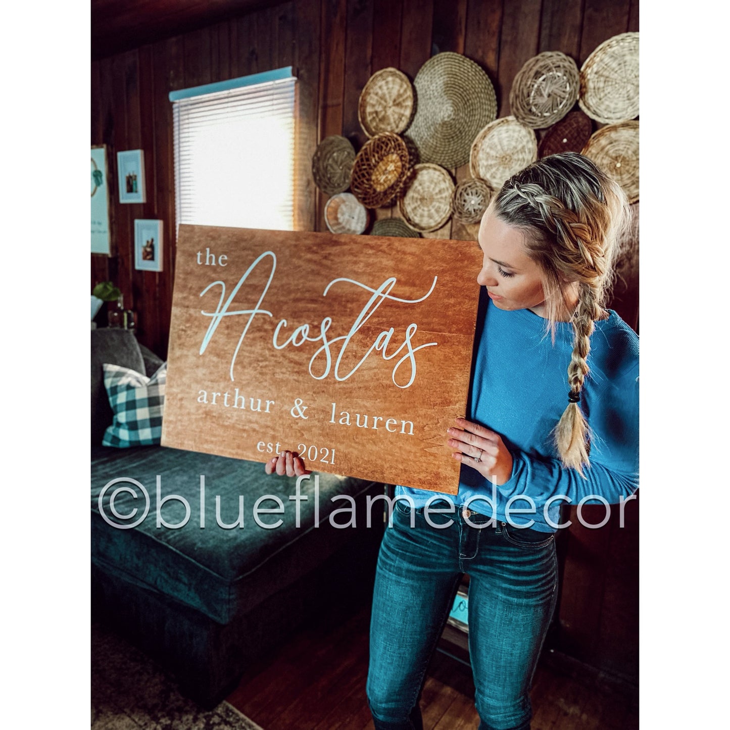 customizable name and established date wood sign
