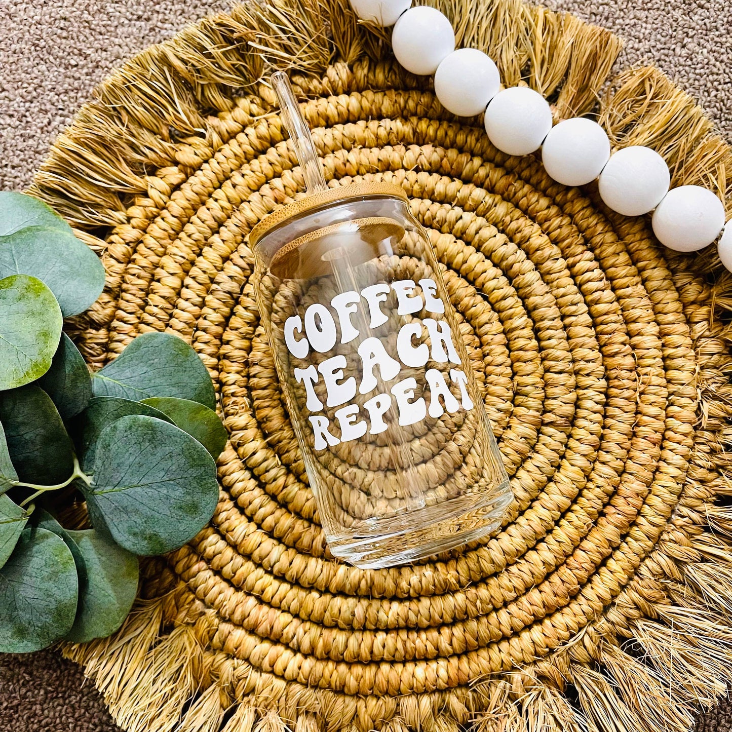 Teacher Iced Coffee Glass