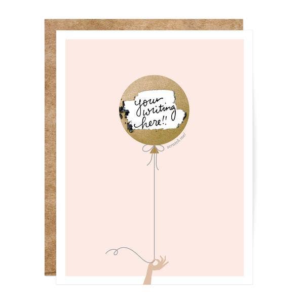 Scratch-off Pink & Gold Balloon - Birthday / Everyday Card