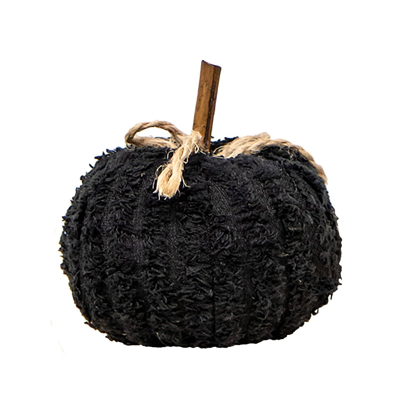 Black Chenille Stuffed Pumpkin 3"