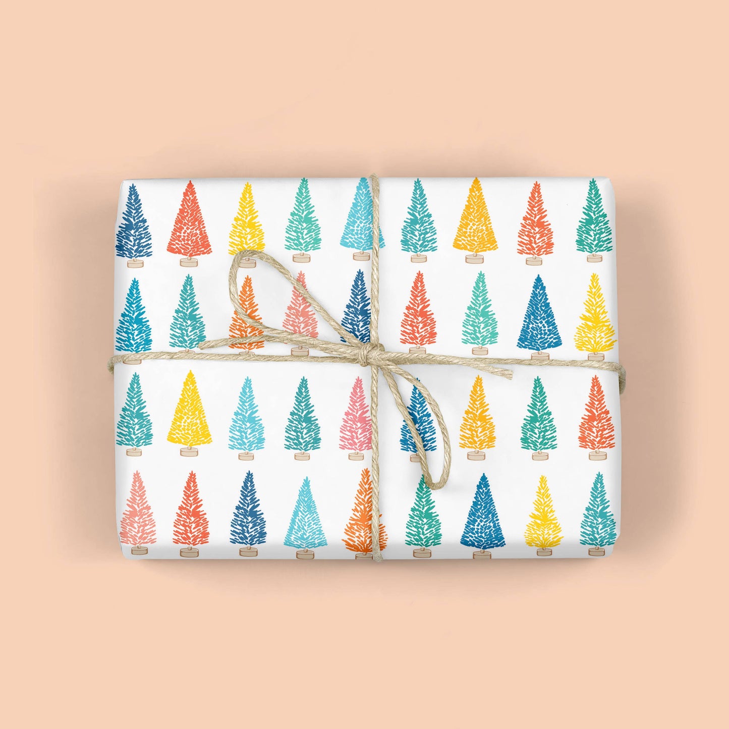 RAINBOW BOTTLE BRUSH TREES Gift Wrap (ROLL)