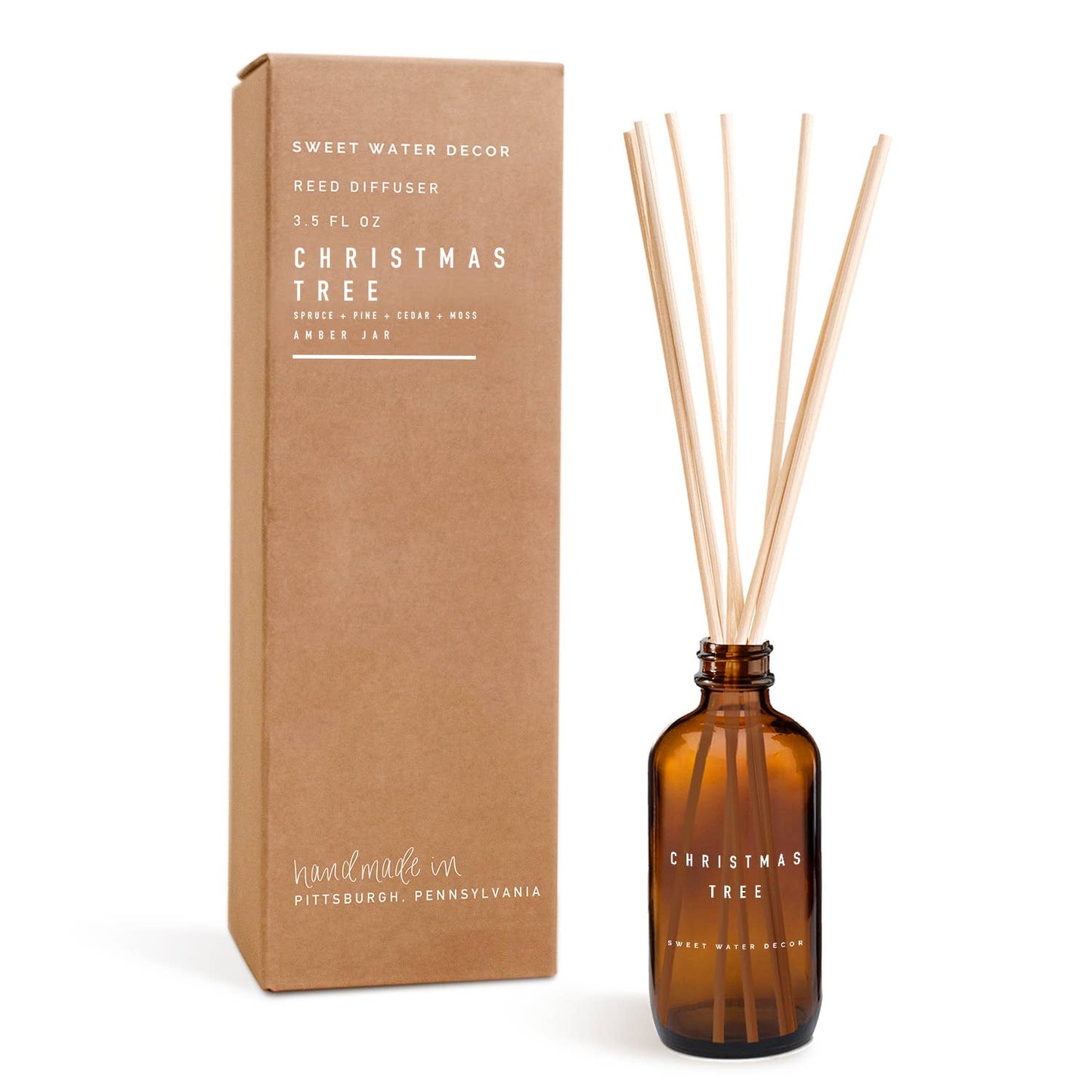Christmas Tree Reed Diffuser - Amber Jar - 3.5 oz