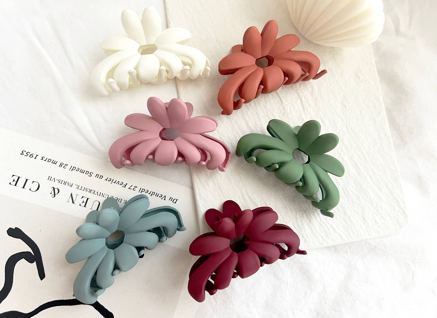 Acrylic Matte Flower Hair Clips - ALINA