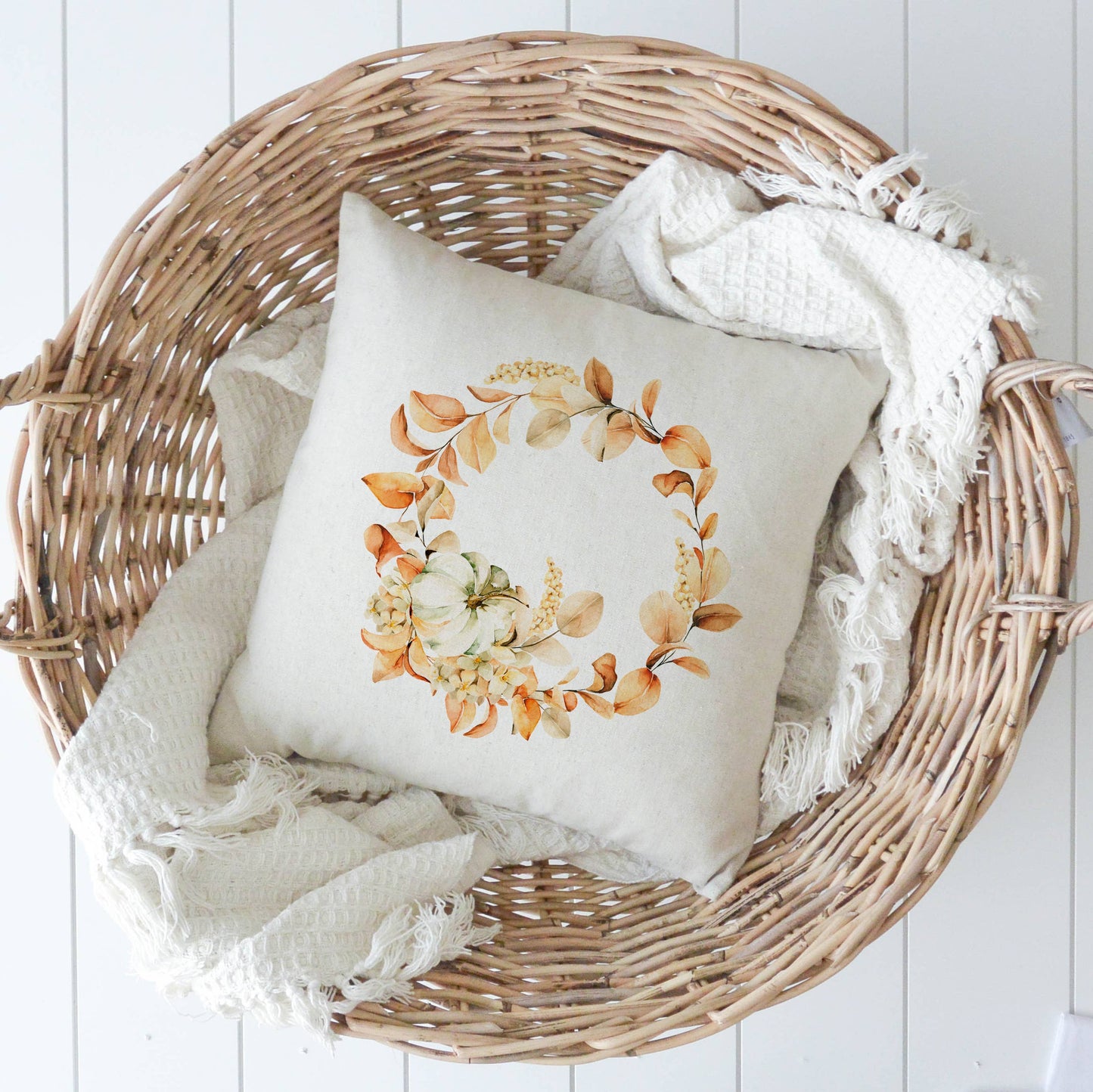 Pumpkin Fall Wreath Pillow