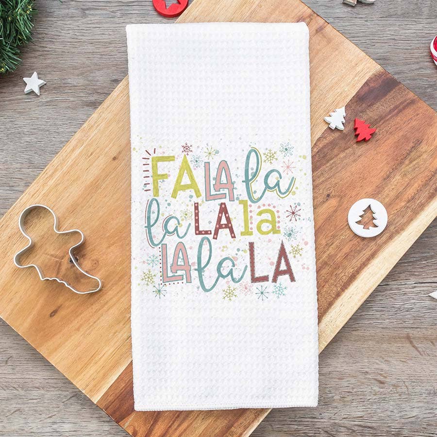 Fa La La La Kitchen Towel, Christmas Hand Towel