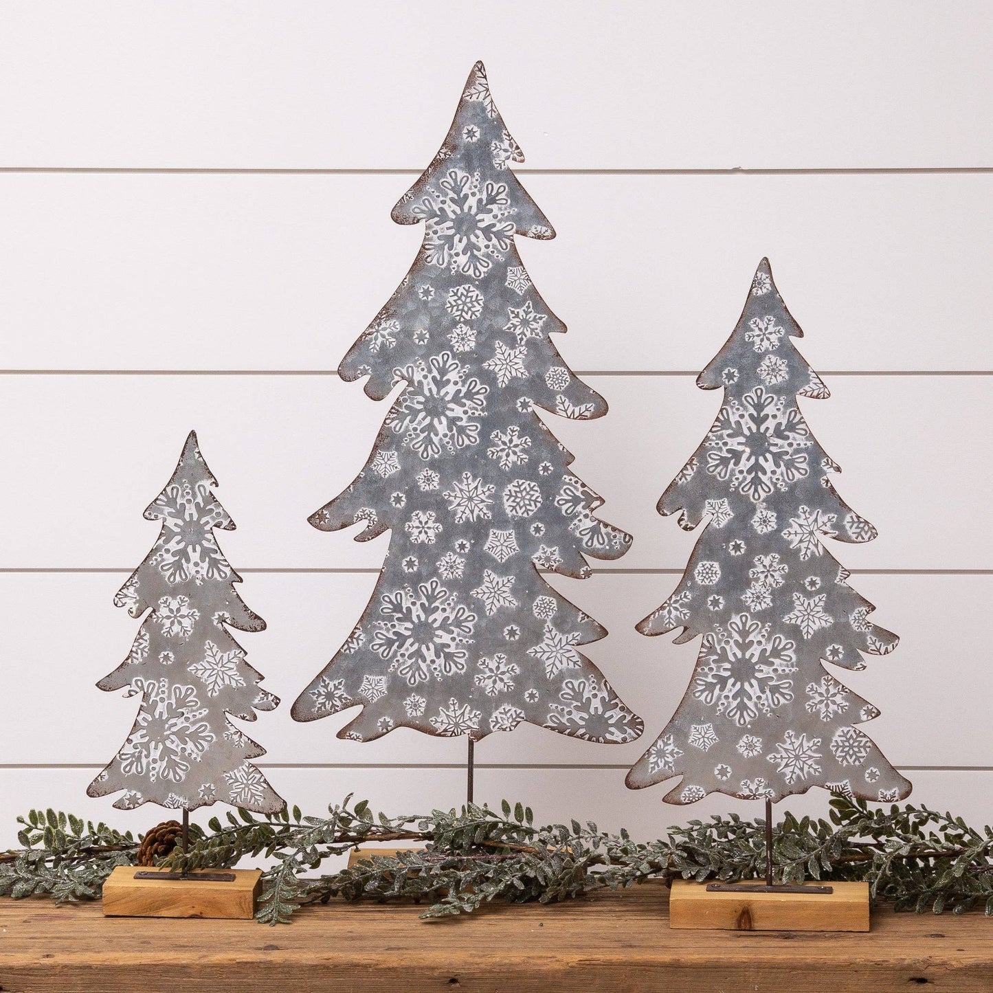 Snowflake Embossed Metal Trees