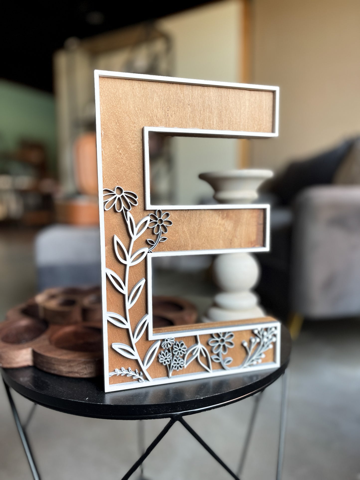 Personalized Floral/Paw Print Letter - 3D
