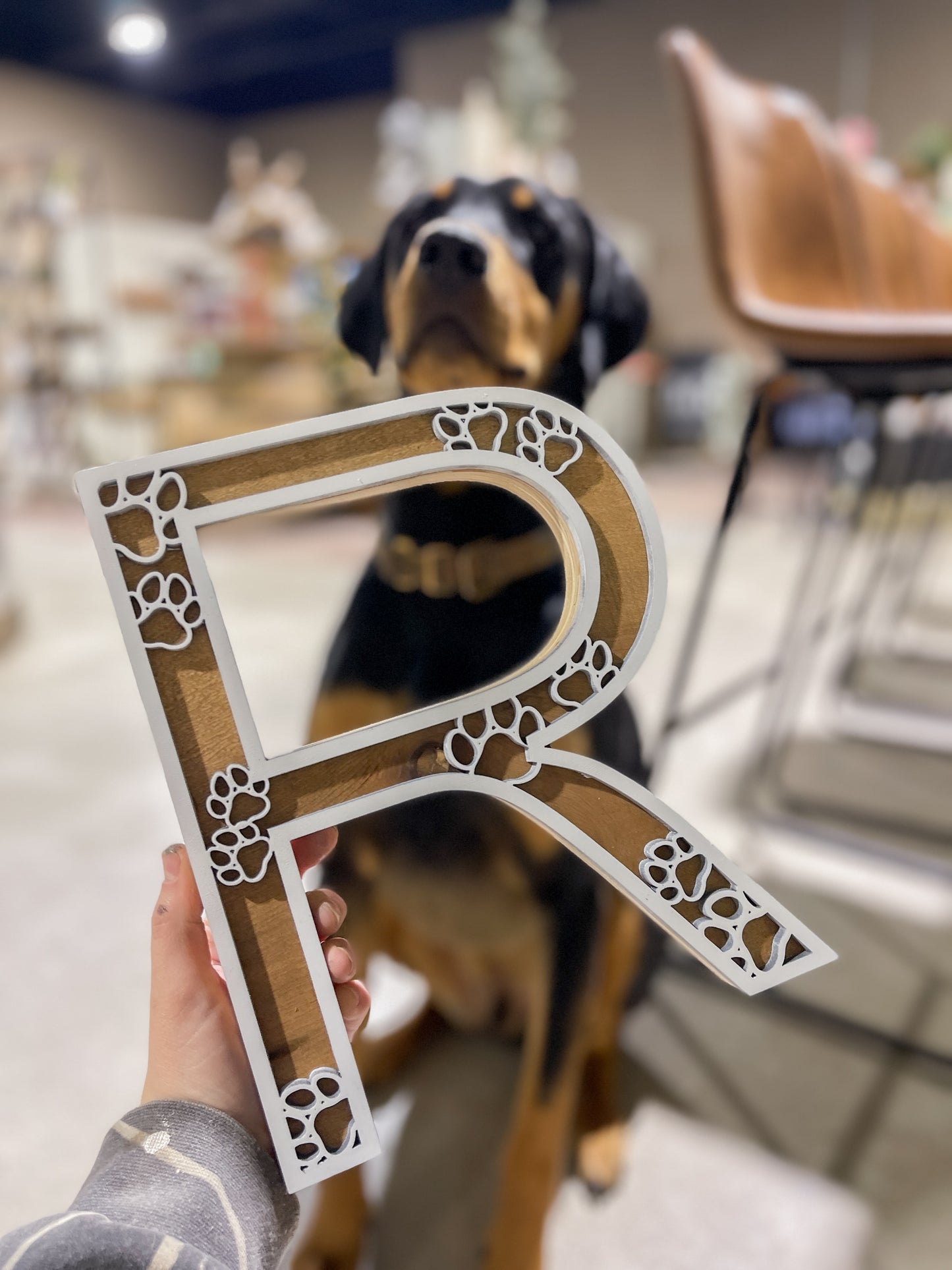 Personalized Floral/Paw Print Letter - 3D