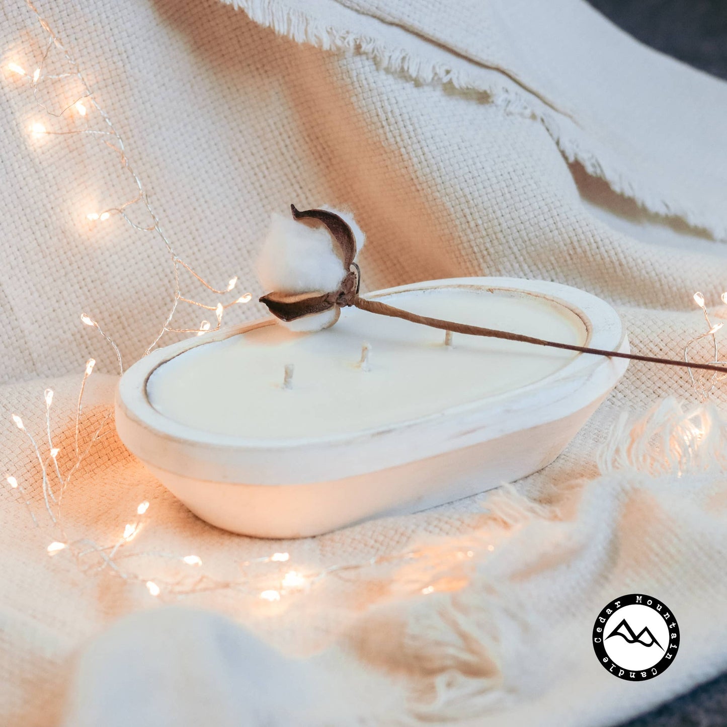 Sea Salt & Orchid 3 Wick Wood Dough Bowl Candle