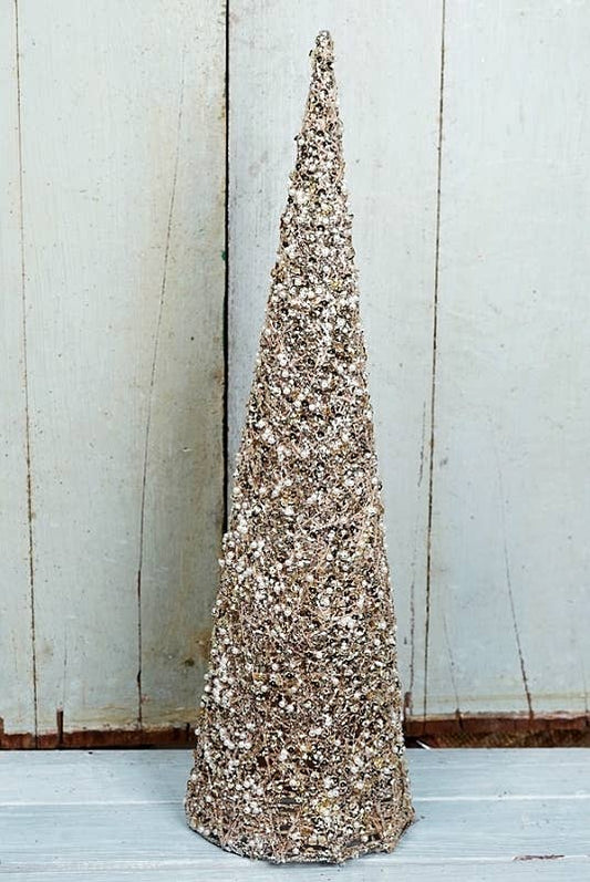 20in Metalic Glittered Cone Tre