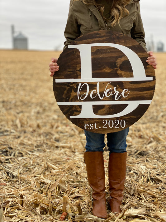 customizable last name wood sign