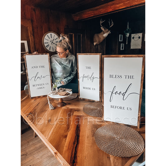 bless the food before us... wood sign set of 3