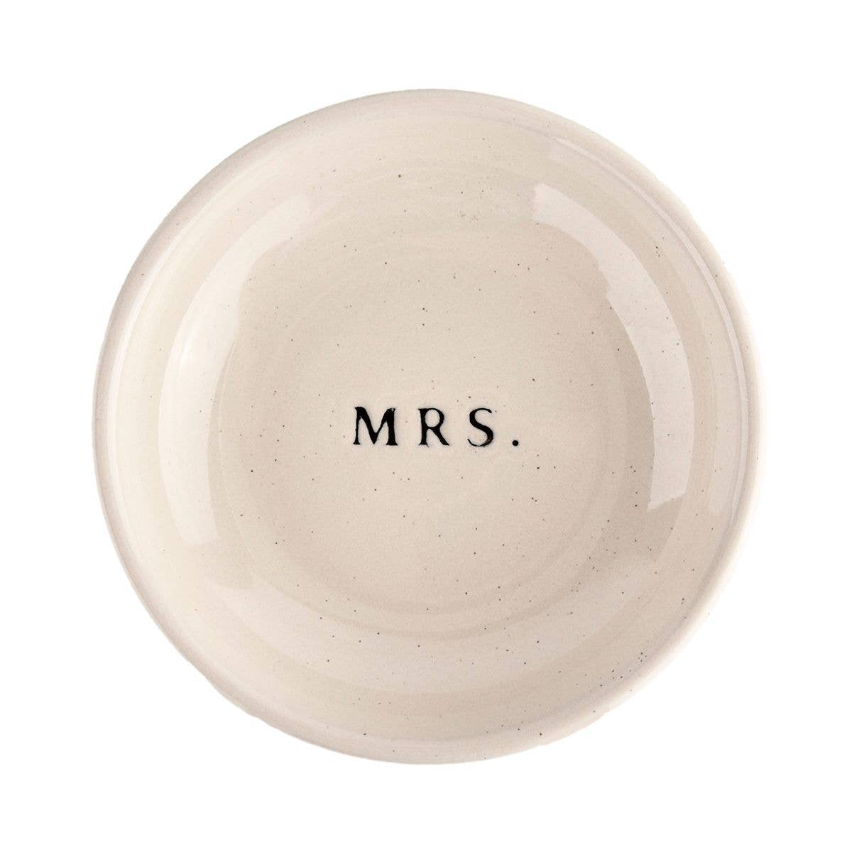 Mrs. Jewelry Dish - Cream Stoneware - 4x4"